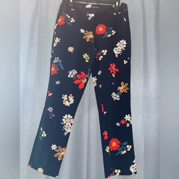 Cynthia Rowley Navy Floral Trousers - Picture 1 of 7